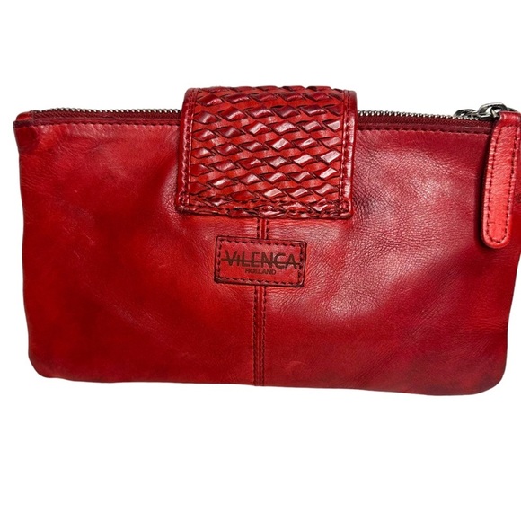 Anthropologie Vilenca Holland Rustic Red Woven Leather Convertible Crossbody - Picture 5 of 9